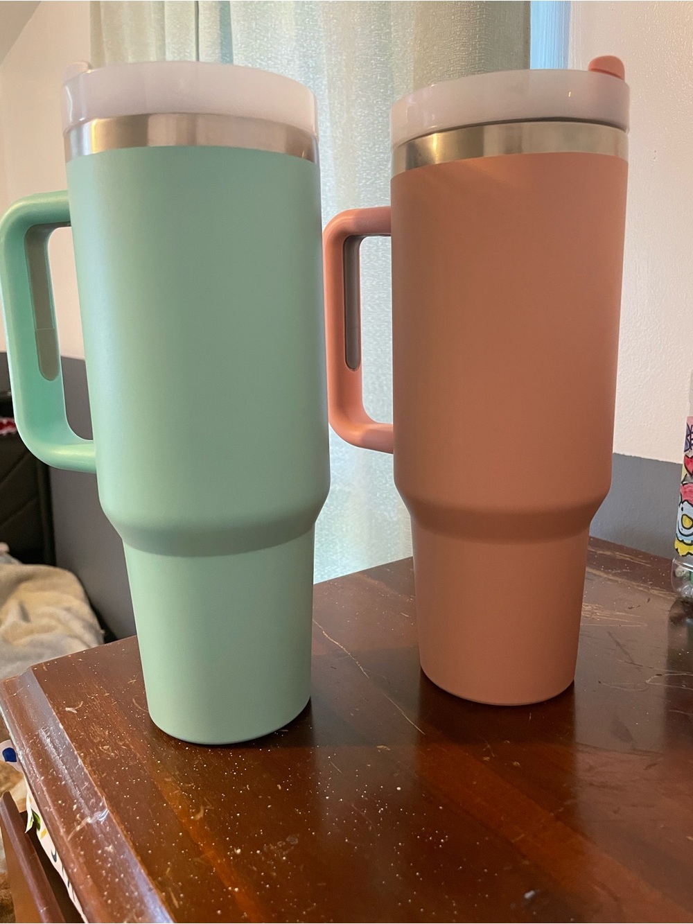 Set of 2 40oz Insulated Travel Mug with Handle - Mint and Coral
